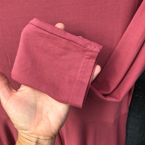 Long Sleeve Fit and Flare Midi Dress Dusty Rose Large - Picture 6 of 7